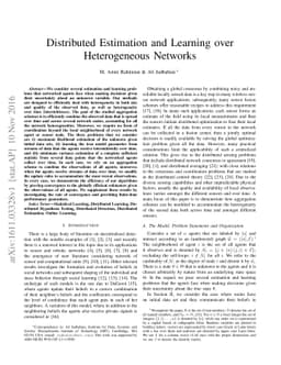 Distributed Estimation and Learning over Heterogeneous Networks