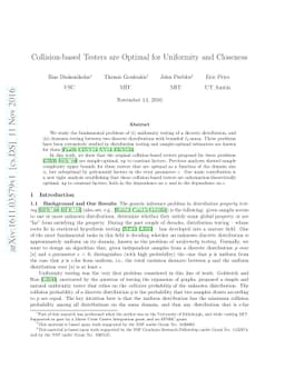 Collision-based Testers are Optimal for Uniformity and Closeness