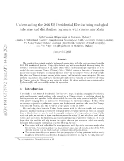 Understanding the 2016 US Presidential Election using ecological
  inference and distribution regression with census microdata