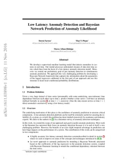 Low Latency Anomaly Detection and Bayesian Network Prediction of Anomaly
  Likelihood