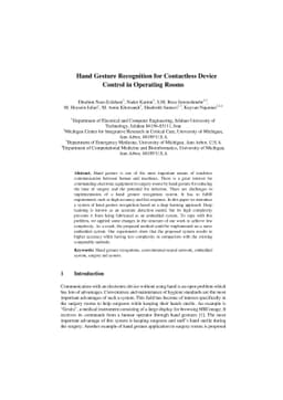 Hand Gesture Recognition for Contactless Device Control in Operating
  Rooms