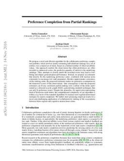 Preference Completion from Partial Rankings