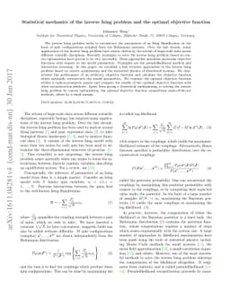 Statistical mechanics of the inverse Ising problem and the optimal
  objective function