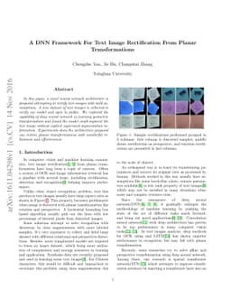 A DNN Framework For Text Image Rectification From Planar Transformations