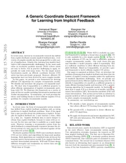 A Generic Coordinate Descent Framework for Learning from Implicit
  Feedback