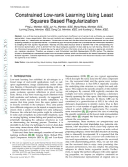 Constrained Low-Rank Learning Using Least Squares-Based Regularization
