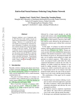 End-to-End Neural Sentence Ordering Using Pointer Network