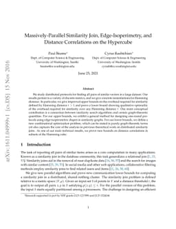Massively-Parallel Similarity Join, Edge-Isoperimetry, and Distance
  Correlations on the Hypercube