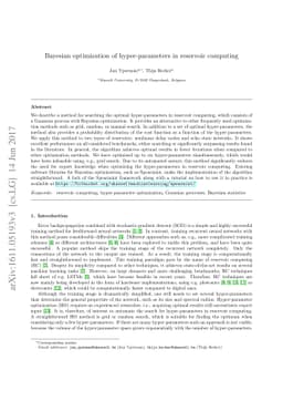 Bayesian optimization of hyper-parameters in reservoir computing
