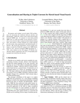 Generalisation and Sharing in Triplet Convnets for Sketch based Visual
  Search