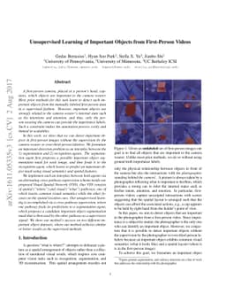 Unsupervised Learning of Important Objects from First-Person Videos