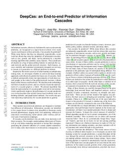 DeepCas: an End-to-end Predictor of Information Cascades