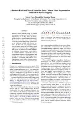 A Feature-Enriched Neural Model for Joint Chinese Word Segmentation and
  Part-of-Speech Tagging