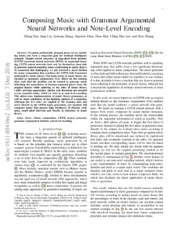 Composing Music with Grammar Argumented Neural Networks and Note-Level
  Encoding