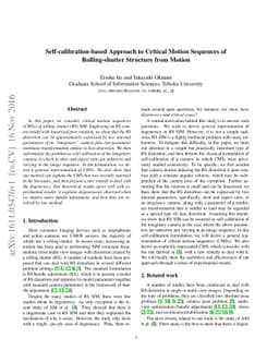 Self-calibration-based Approach to Critical Motion Sequences of
  Rolling-shutter Structure from Motion