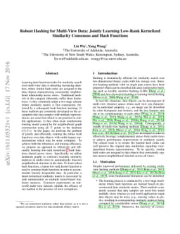 Robust Hashing for Multi-View Data: Jointly Learning Low-Rank Kernelized
  Similarity Consensus and Hash Functions