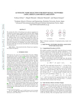 Automatic Node Selection for Deep Neural Networks using Group Lasso
  Regularization