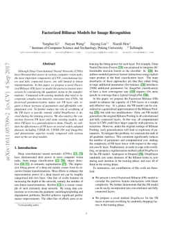 Factorized Bilinear Models for Image Recognition