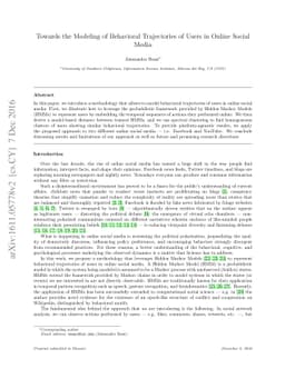 Towards the Modeling of Behavioral Trajectories of Users in Online
  Social Media