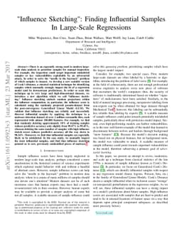 "Influence Sketching": Finding Influential Samples In Large-Scale
  Regressions