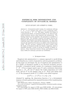 Empirical risk minimization and complexity of dynamical models