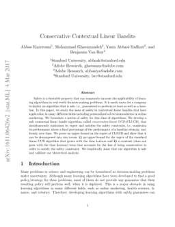 Conservative Contextual Linear Bandits