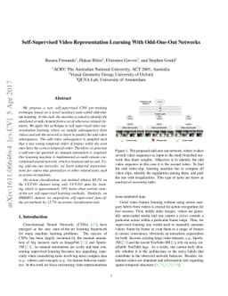 Self-Supervised Video Representation Learning With Odd-One-Out Networks