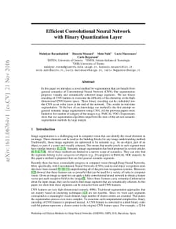 Efficient Convolutional Neural Network with Binary Quantization Layer