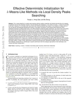 Effective Deterministic Initialization for $k$-Means-Like Methods via
  Local Density Peaks Searching