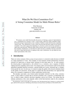 What Do We Elect Committees For? A Voting Committee Model for
  Multi-Winner Rules