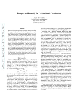 Unsupervised Learning for Lexicon-Based Classification