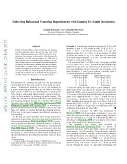 Enforcing Relational Matching Dependencies with Datalog for Entity
  Resolution