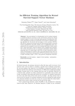 An Efficient Training Algorithm for Kernel Survival Support Vector
  Machines