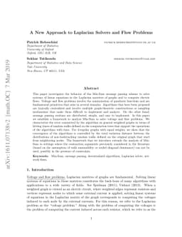 A New Approach to Laplacian Solvers and Flow Problems