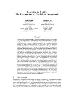 Learning to Distill: The Essence Vector Modeling Framework