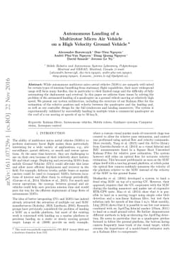 Autonomous Landing of a Multirotor Micro Air Vehicle on a High Velocity
  Ground Vehicle