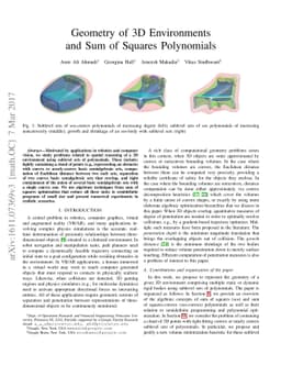 Geometry of 3D Environments and Sum of Squares Polynomials