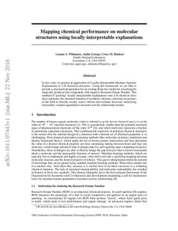 Mapping chemical performance on molecular structures using locally
  interpretable explanations