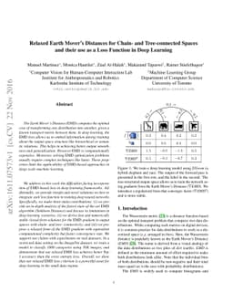 Relaxed Earth Mover's Distances for Chain- and Tree-connected Spaces and
  their use as a Loss Function in Deep Learning