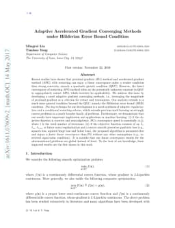 Adaptive Accelerated Gradient Converging Methods under Holderian Error
  Bound Condition