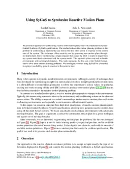 Using SyGuS to Synthesize Reactive Motion Plans