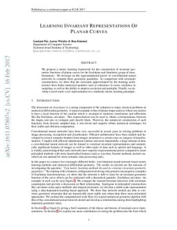 Learning Invariant Representations Of Planar Curves