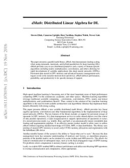 dMath: Distributed Linear Algebra for DL