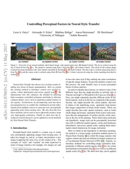 Controlling Perceptual Factors in Neural Style Transfer