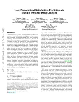 User Personalized Satisfaction Prediction via Multiple Instance Deep
  Learning