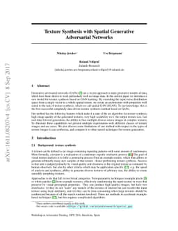 Texture Synthesis with Spatial Generative Adversarial Networks