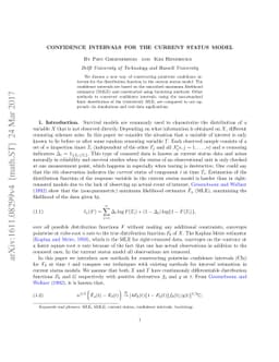 Confidence intervals for the current status model