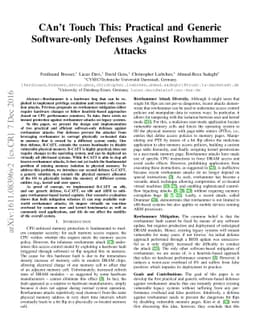 CAn't Touch This: Practical and Generic Software-only Defenses Against
  Rowhammer Attacks