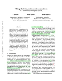Fill it up: Exploiting partial dependency annotations in a minimum
  spanning tree parser