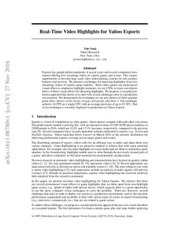 Real-Time Video Highlights for Yahoo Esports